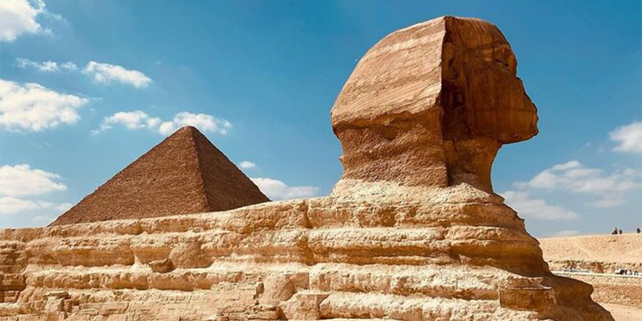 Giza Pyramids day tour – panoramic view of Khufu, Khafre, Menkaure from the Giza Plateau