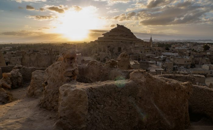Sunset over Siwa town on a Siwa Oasis tour from Cairo