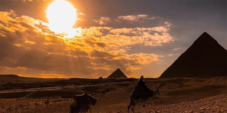 Alt Image 1 sunrise camel ride Giza with pyramids view
