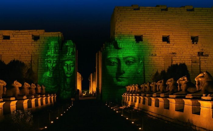 Karnak Temple Sound and Light Show – illuminated columns and Sacred Lake reflections in Luxor