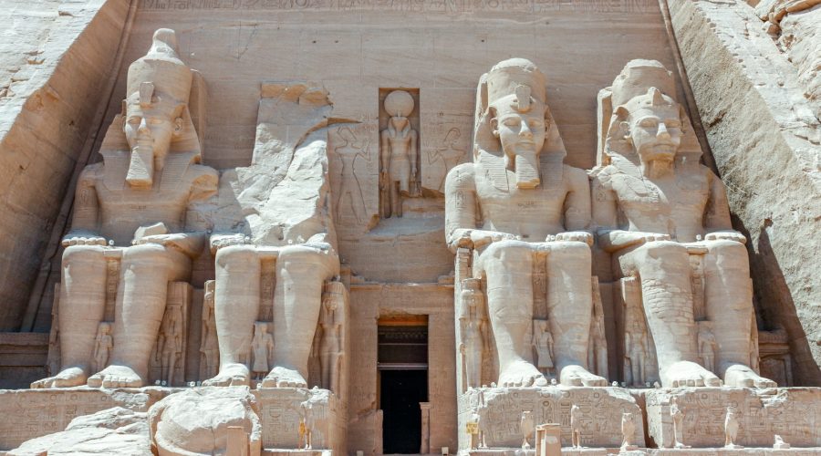 Colossal statues of Ramesses II at Abu Simbel on a 12 day Egypt tour