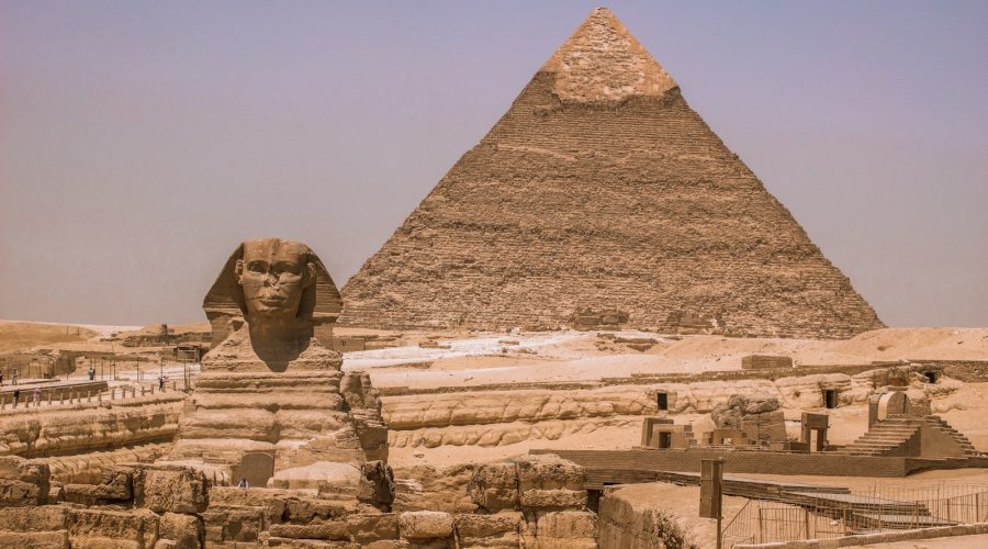 Pyramids of Giza in winter sunshine on a Christmas and New Year in Egypt tour