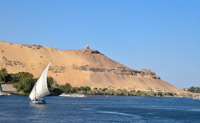 Traditional sailing boat on the Nile at Aswan on a dahabiya Nile cruise from Esna