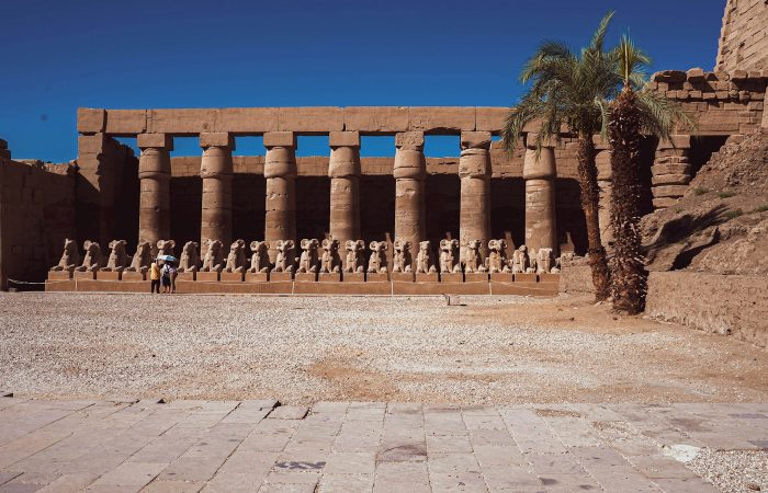 Avenue of sphinxes at Karnak Temple on a private Luxor day trip from Hurghada