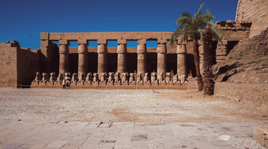 Avenue of sphinxes at Karnak Temple on a private Luxor day trip from Hurghada